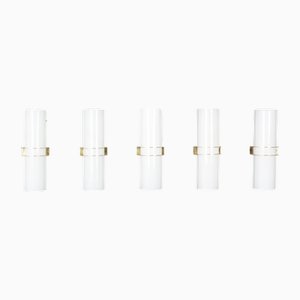 Wall Lights in Brass and Opaline from Zonca, 1950s, Set of 5