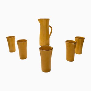 Französisches Karaffenset aus Fayence, 1970er, 6 . Set
