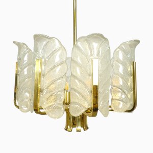Lustre à 8 Lumières en Verre Murano et Laiton par Carl Fagerlund pour JBS