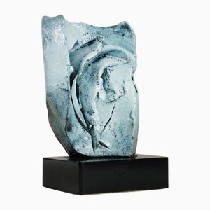 Giuseppe Rossicone, Scultura d'arte astratta, Italia, anni '70, ceramica blu