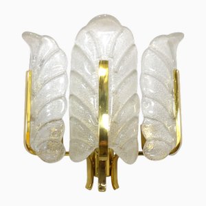 Murano Glass Leaf with Brass Wall Light by Carl Fagerlund for JBS