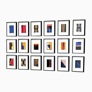Rolf Hans, Mur Complet avec 18 Collages, 1994/1995, Hardedge, Color Field, Set de 18