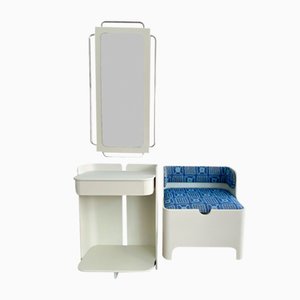 White Wooden Wardrobe Set attributed to Carlo de Carli for Fiam, 1970s, Set of 3