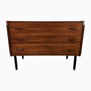 Small Vintage Teak Chest of Drawers with Adjustable Iron Feet, 1970