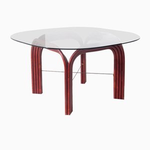 Red Bamboo Dining Table by Vivai Del Sud, 1970