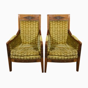 Set of Early 19th Century Empire Mahogany Bergère Armchairs