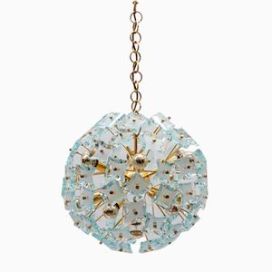 Italian Snowflake Lamp in Gold and Glass from Fontana Arte, 1960s