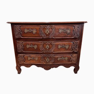 Louis XV Lyonnaise Curved Chest of Drawers in Walnut, 1750s