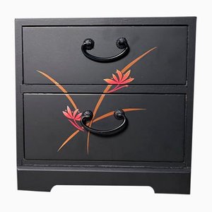 Lacquered Drawer Chest with Floral Pattern, Japan, 1980s