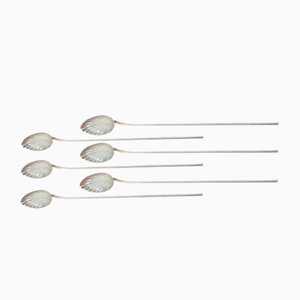 Italian Art Deco Spoons with Straw, 1940s, Set of 6