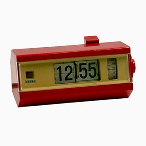 Vintage Red Model 227 Flip Clock with Alarm and Nightlight Copal, Japan, 1970s