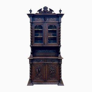 19th Century Renaissance 2-Body Sideboard on the Theme of Hunting and Fishing in Oak