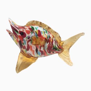 Vintage Multicolored Murano Glass Fish Figurine attributed to Fratelli Toso, 1950s
