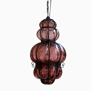 Laterne mit Käfig aus mundgeblasenem Muranoglas von Seguso, 1950er