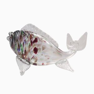 Figurine Poisson Vintage en Verre de Murano attribuée à Fratelli Toso, Italie, 1950