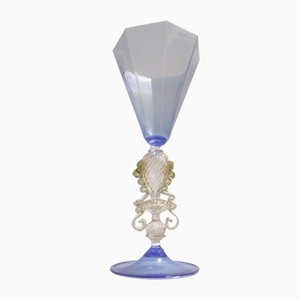 Gobelet Tipetto Octogonal en Verre de Murano Bleu Clair, Italie, 2000s