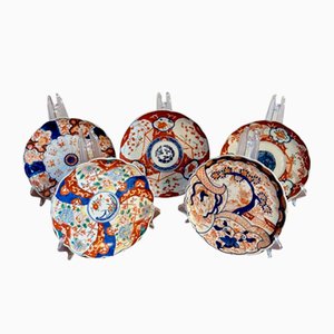Assiettes Imari Antiques, Japon, 1900, Set de 5
