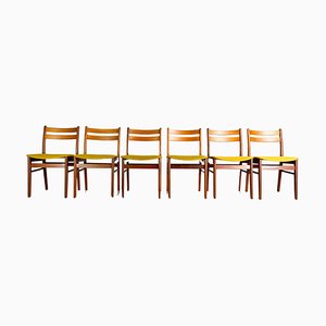 Gelbe Dänische Mid-Century Stühle aus Teak, 1960er, 6er Set