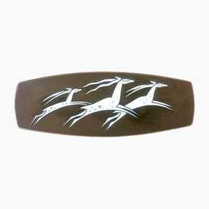 Mid-Century Ceramic Wall Hanging Plate with Three Leaping Gazelles by Piotr Labuzek Baro for Knabstrup, 1960s