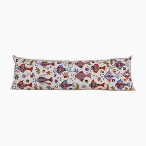 Uzbek Traditional Fish Pastel Suzani Cushion Cover
