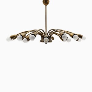 Large Mid-Century Modern Brass Sputnik Lamp, Austrian, 1950s