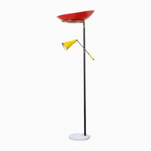 Lampadaire avec Deux Diffuseurs et Socle en Marbre de Stilnovo, 1950s