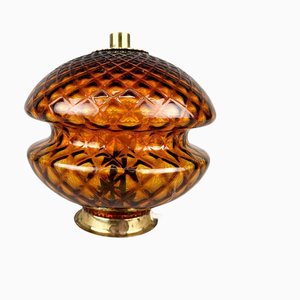 Tischlampe aus Glas & Messing von Jablonec Glassworks, Ehemalige Tschechoslowakei, 1960er