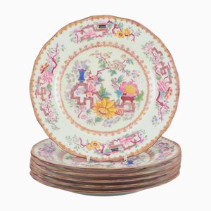 Chinese Style Lunch Plates in Faience from Mintons, England, Set of 6