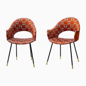 Set of Round Back Chairs Upholstered in Hermes Fabric, 1970s