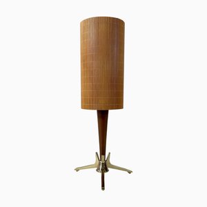 Vintage Swedish Table Lamp in Teak and Brass, 1950s
