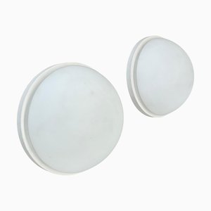 Appliques ou Plafonniers en Métal et Verre attribués à Glashütte Limburg, Allemagne, 1980, Set de 2