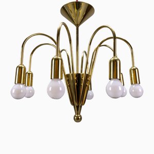 Mid-Century Modern Brass Eight-Light Sputnik Chandelier by Tz Leuchten, Germany, 1970s