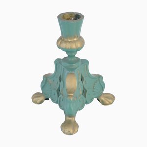 Art Deco Sage Green Metal Candleholder Star Metal, Sweden, 1940s