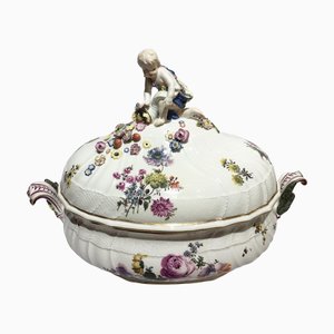 Meissen Porcelain Soup Bowl with Flower Decor, 1755
