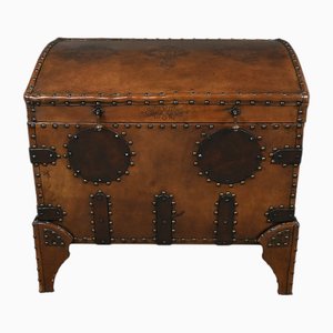 Vintage Studded Leather Trunk, 1950
