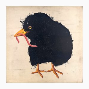 Armando Testa, Blackbird with Worm, 8-Color Silkscreen, 1969