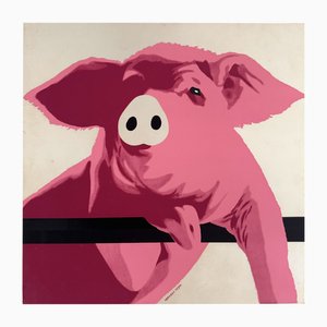 Armando Testa, Portrait d'un Jeune Cochon, Sérigraphie 6 Couleurs, 1969