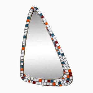 Miroir Forme Libre en Mosaïque et Laiton, 1950s
