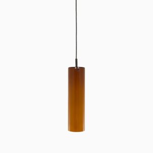 Cylinder Shaped Amber Murano Glass Pendant from Venini, 1980s