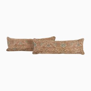 Turkish Oushak Rug Lumbar Cushion Covers, Set of 2