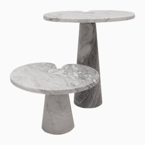 Italian Eros Carrara Marble Side Tables by Angelo Mangiarotti for Skipper, 1970, Set of 2