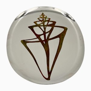 Vintage Decorative Steel Plate or Table Centrepiece with Bronze Shell Design by Sambonet, Italy, 1970s