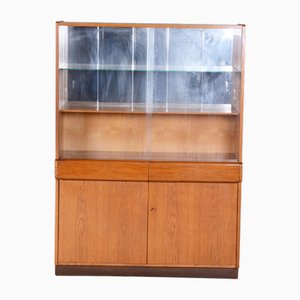 Art Deco Display Cabinet in Oak and Glass, Czech, 1940s
