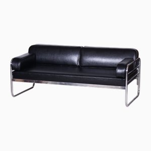 Bauhaus Sofa aus Chrom & Leder Vichr a Spol zugeschrieben, Tschechisch, 1930er