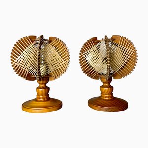 Portugiesische Mid-Century Tischlampen aus Korbgeflecht, 1960er, 2er Set