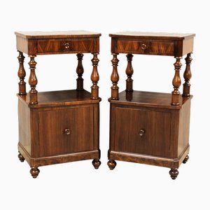 19th Century Bedside Tables in Walnut, Italy, Set of 2