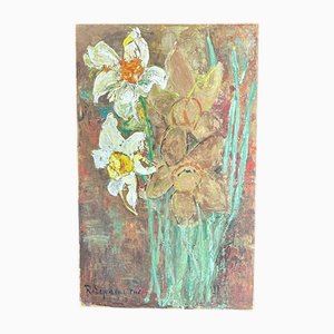 Robert Leparmentier, Blumenstrauß, 1950er, Öl auf Holz