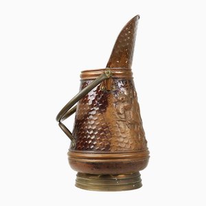 Copper Umbrella Stand with Hammered Medieval Bakery Relief, France, 1900s