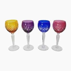 Mid-Century Crystal Wine Glasses, Set of 4