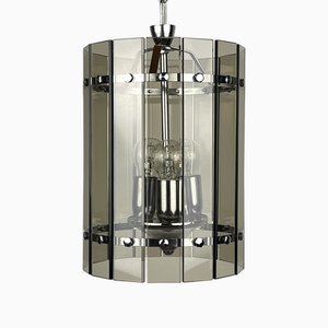 Mid-Century Smoked Art Glass Pendant Lamp from Veca, Italy, 1970s